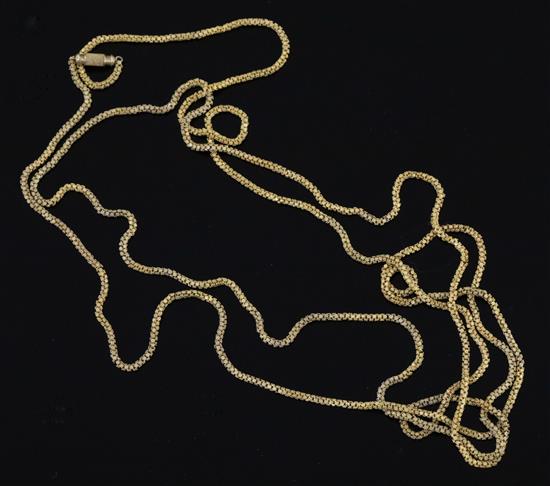 A Victorian gold fancy cluster link guard chain, 134cm.